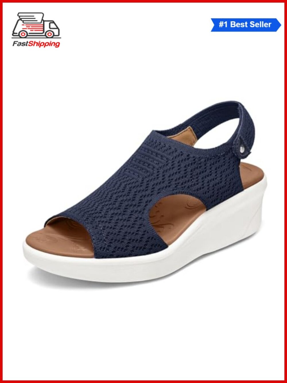 Wedge Walking Sandals with Arch Support Lightweight Comfortable Beach Shoes